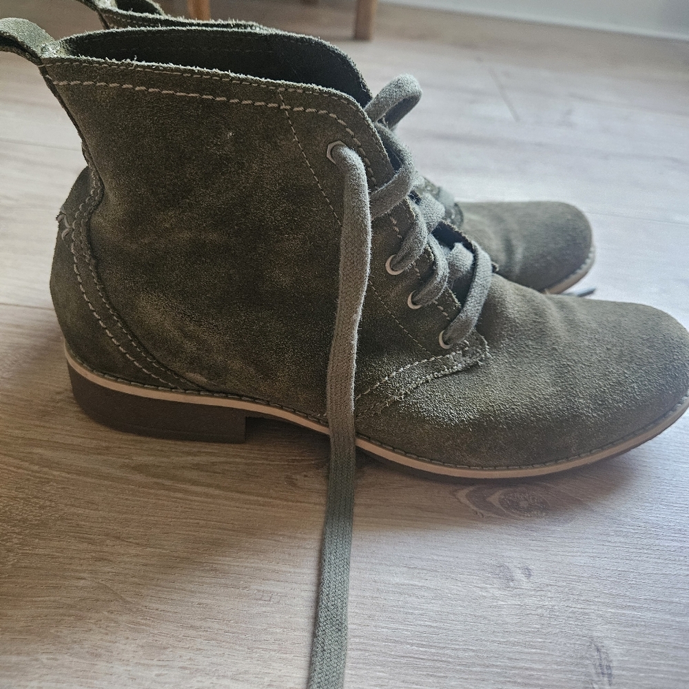 Timberland Womens Olive Green Earthkeeper Shoreham Leather Ankle Boots Size 8